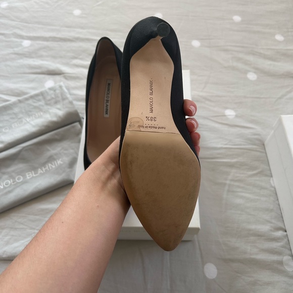 Manolo Blahnik Hangisi in Black Satin - Picture 5 of 6